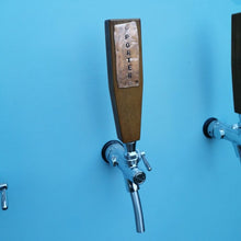 Load image into Gallery viewer, Upcycled Iroko Tap Handles with Custom Copper Plate
