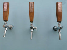 Load image into Gallery viewer, Upcycled Iroko Tap Handles with Custom Copper Plate
